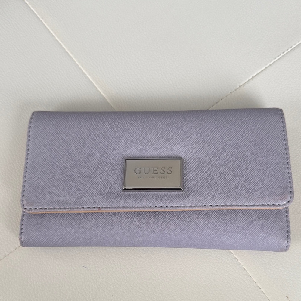 GUESS Lavender Saffiano Faux Leather Flap Wallet